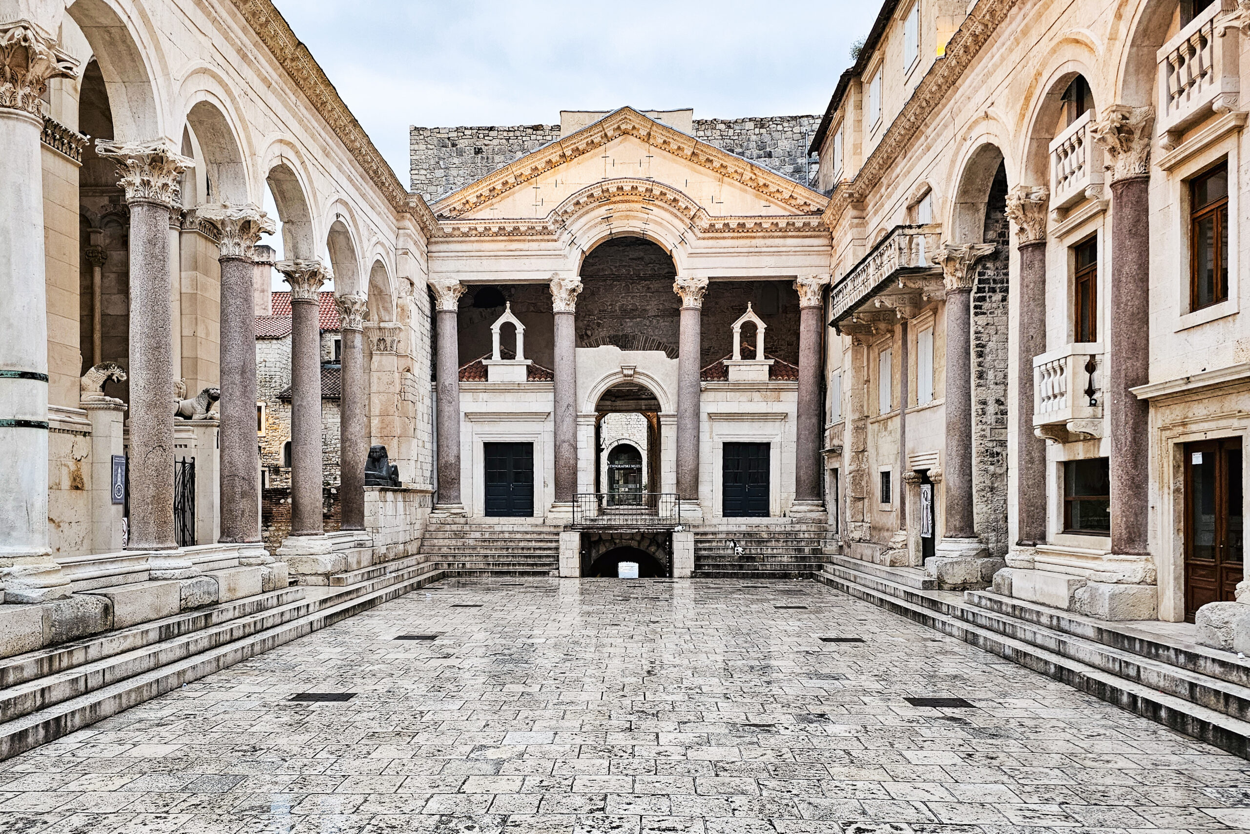 Historical old town of Split with ancient roman architecture is listed as UNESCO World Heritage Site